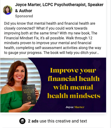 example of Facebook Ads for Psychotherapists